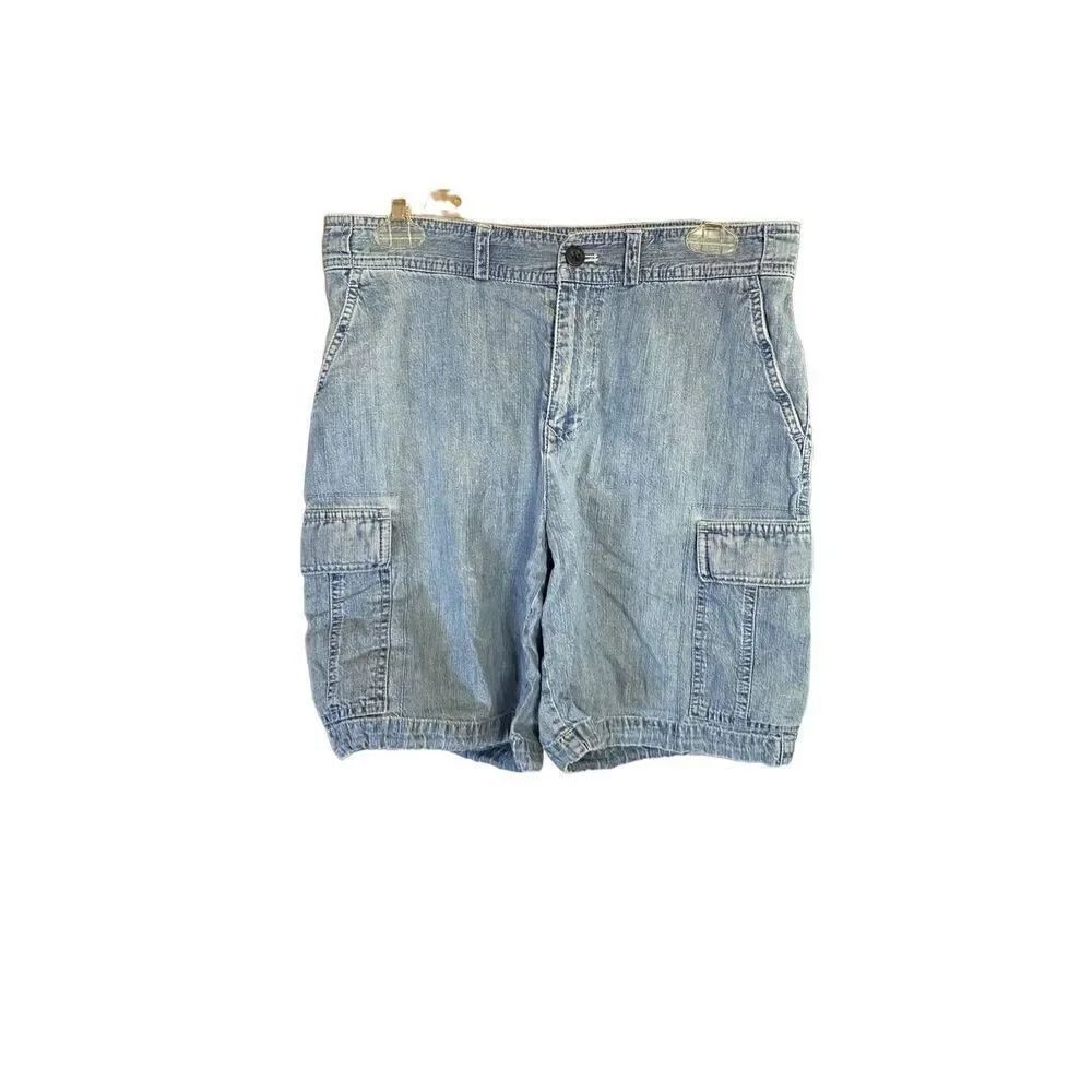 Lauren Jean co women’s white wash denim cargo shorts size 6